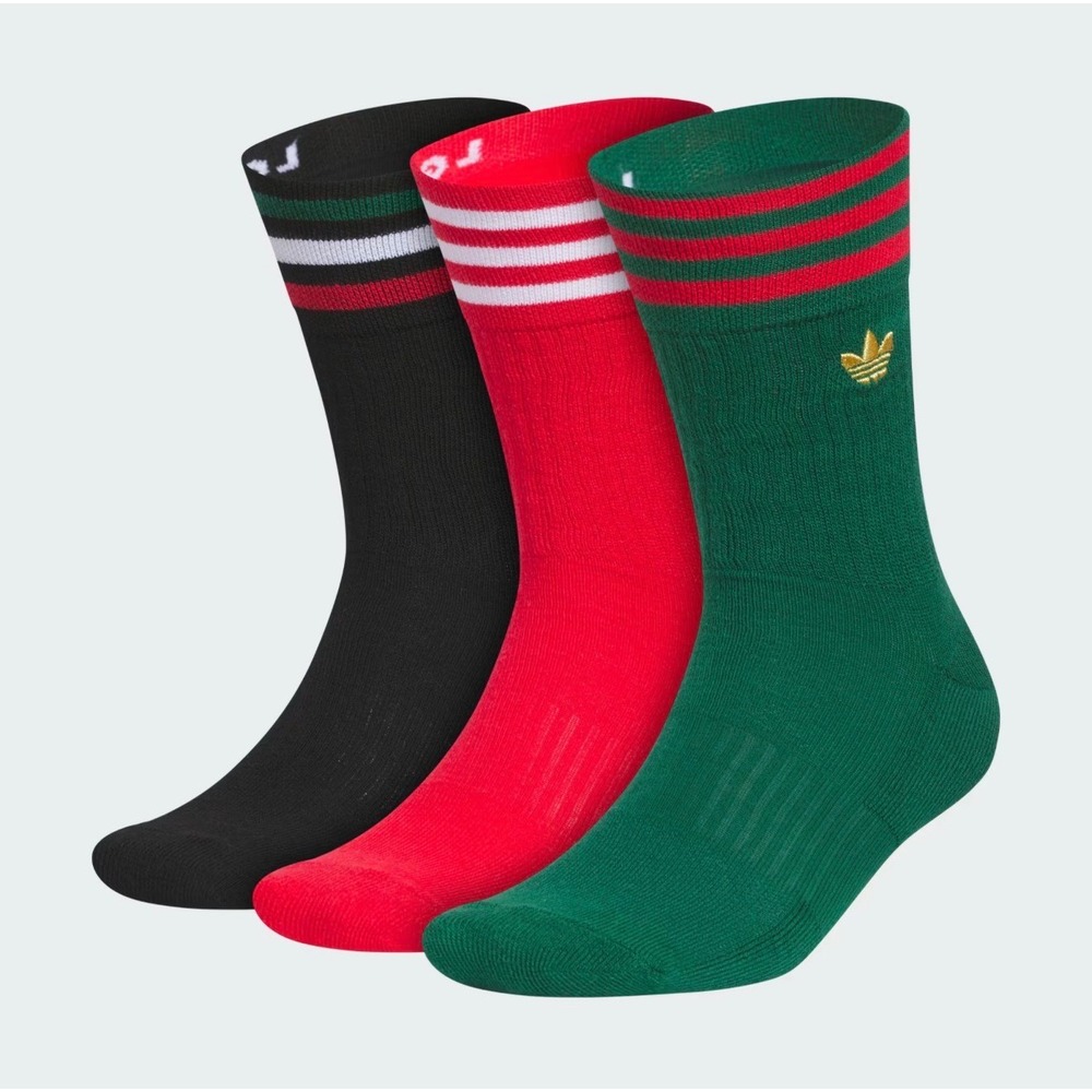 Adidas Originals U Mexico Roller 3 Pack Crew Socks Men 8-12 Multi Trefoil New - Picture 2 of 4